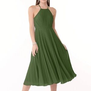 Azazie Dasha Dress In Olive Green
